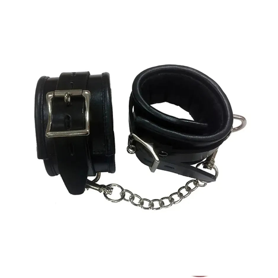 LEATHER ANKLE CUFFS - BLACK - Take A Peek