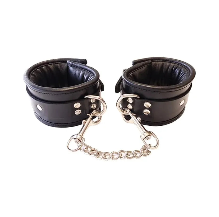 LEATHER WRIST CUFFS - BLACK - Take A Peek