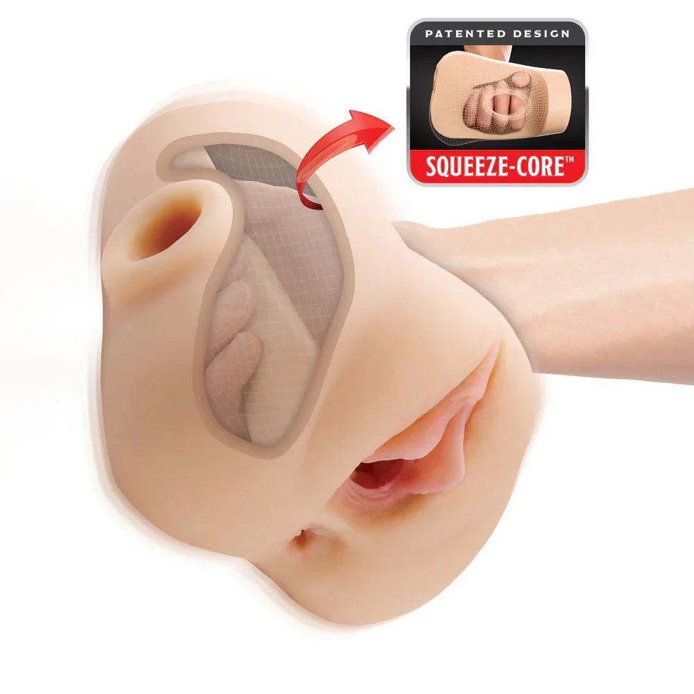 PDX Plus Double Pounder Vibrating Squeeze Stroker - - USB Rechargeable Vibrating Vagina Stroker - Take A Peek