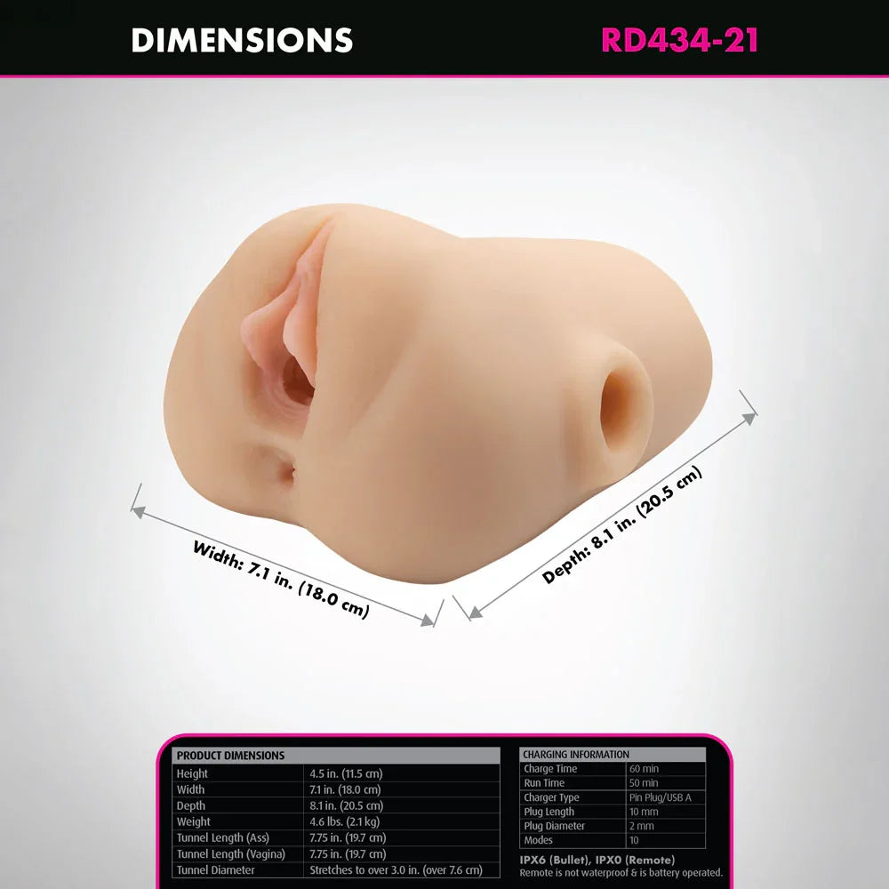 PDX Plus Double Pounder Vibrating Squeeze Stroker - - USB Rechargeable Vibrating Vagina Stroker - Take A Peek