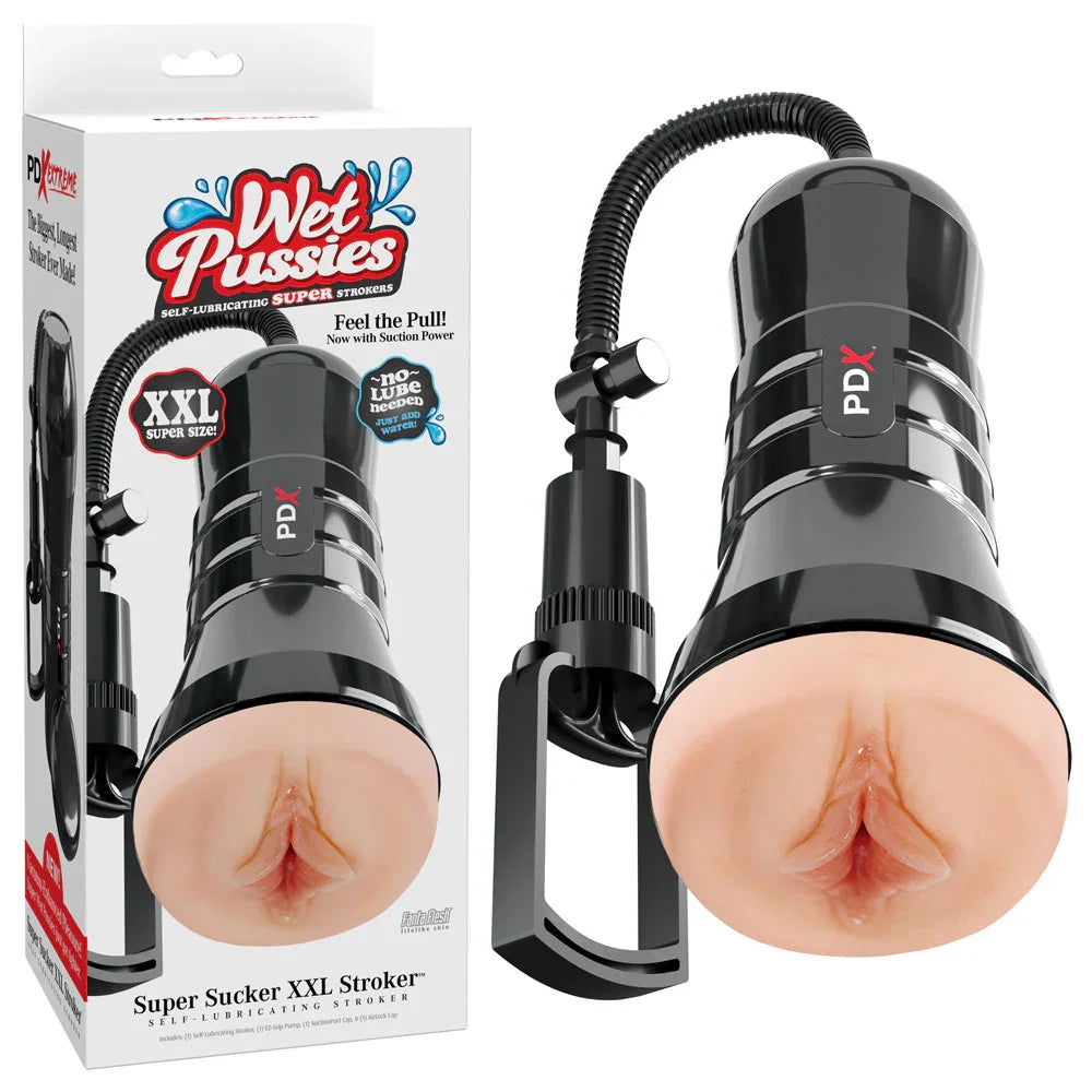 PDX Wet Pussies Super Sucker XXL Stroker - - Vagina Stroker with Suction Pump - Take A Peek