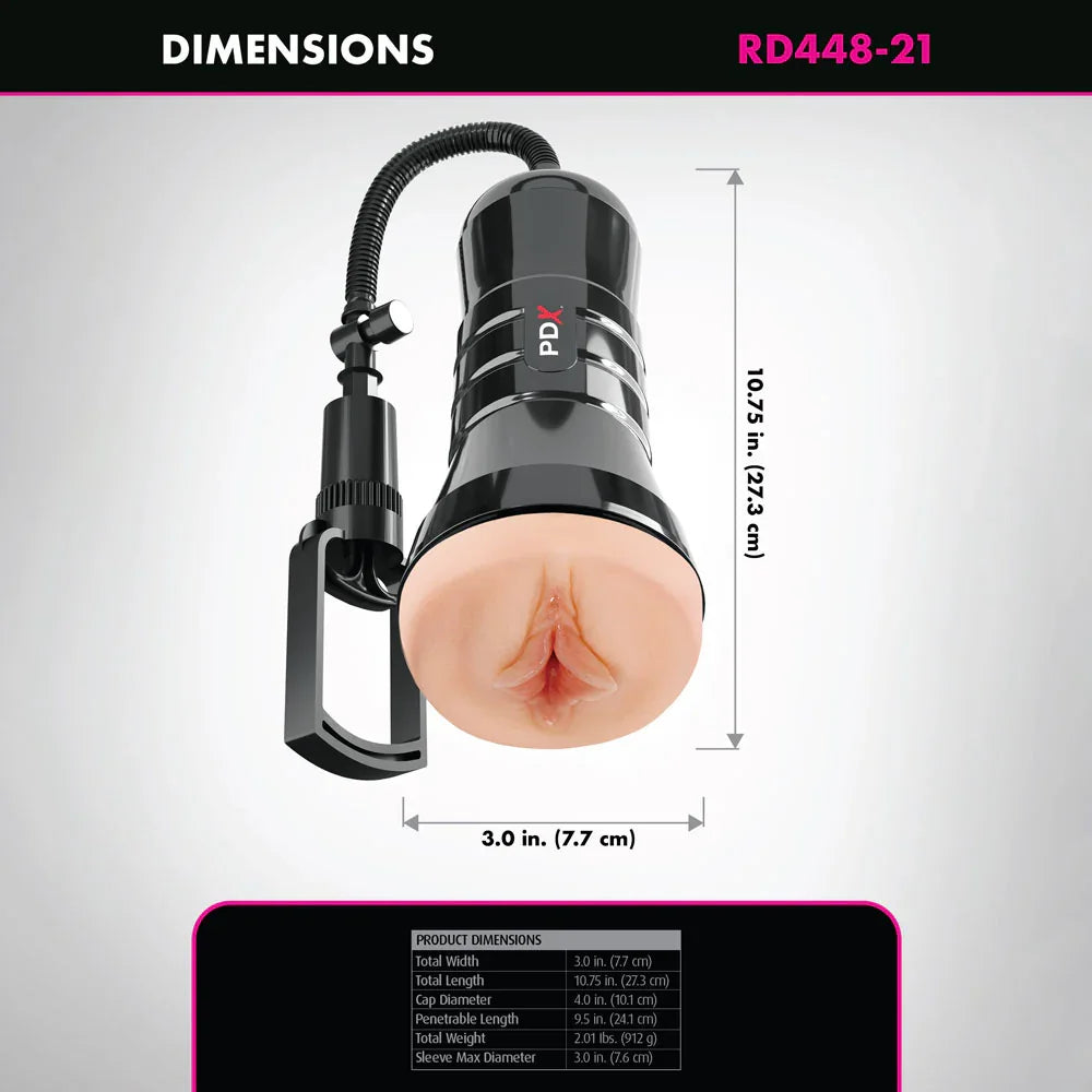 PDX Wet Pussies Super Sucker XXL Stroker - - Vagina Stroker with Suction Pump - Take A Peek