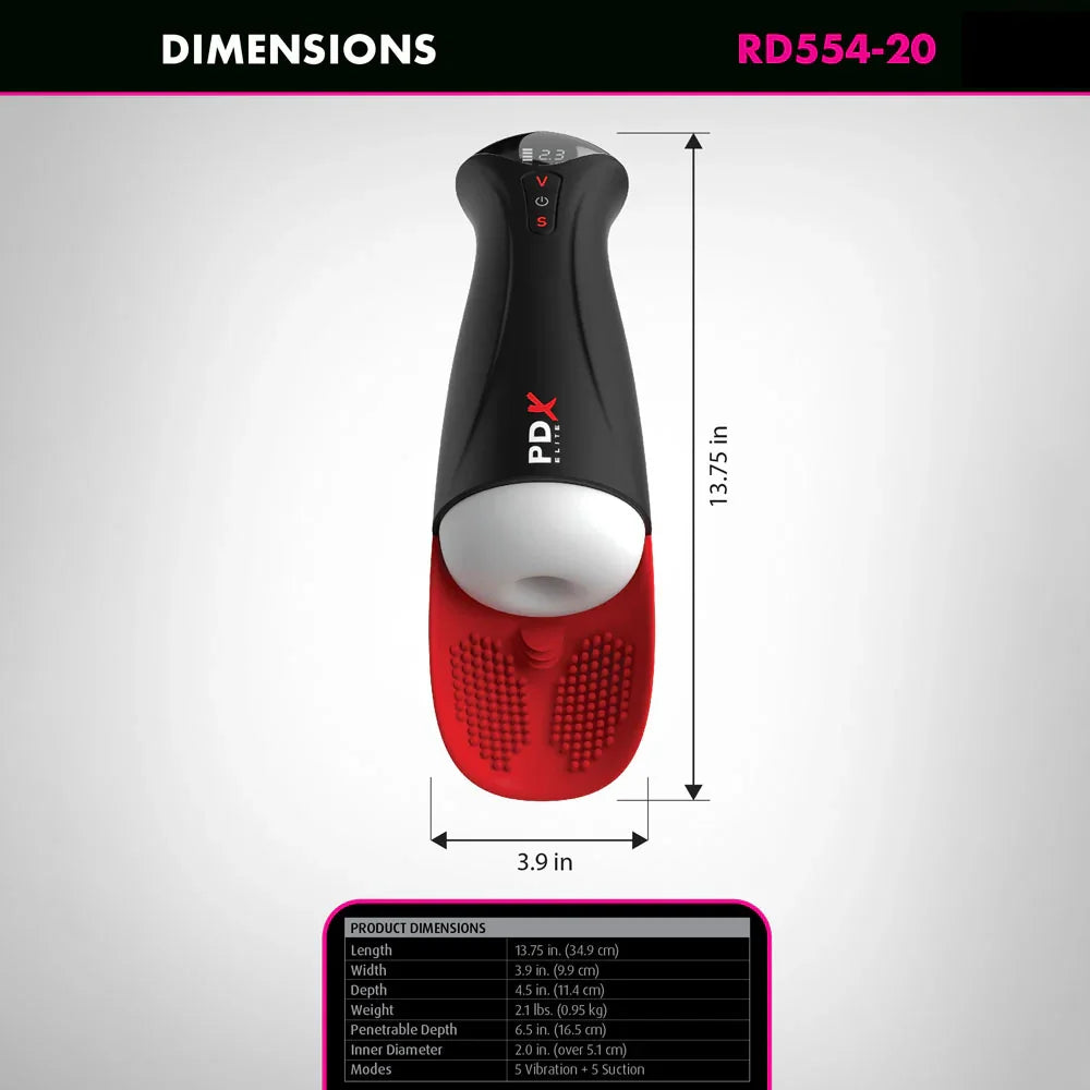 PDX Elite Fap-O-Matic Pro XL - /Red - USB Rechargeable Auto Stroker - Take A Peek