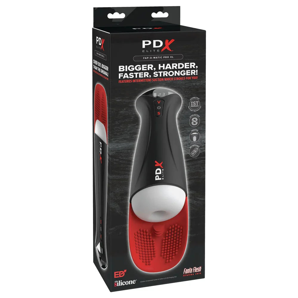 PDX Elite Fap-O-Matic Pro XL - /Red - USB Rechargeable Auto Stroker - Take A Peek