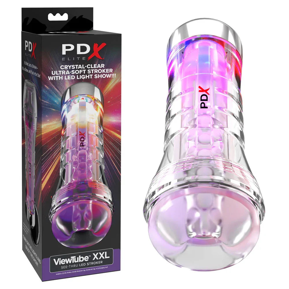 PDX Elite ViewTube XXL LED Stroker - Clear Stroker with LED Lights - Take A Peek