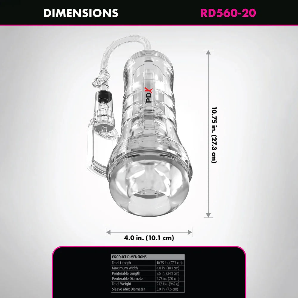 PDX Elite ViewTube Vac XXL Pump Stroker - Vagina Stroker with Suction Pump - Take A Peek