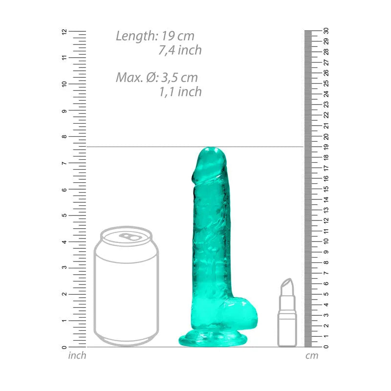 REALROCK 7'' Realistic Dildo With Balls - Turquoise 17.8 cm Dong - Take A Peek