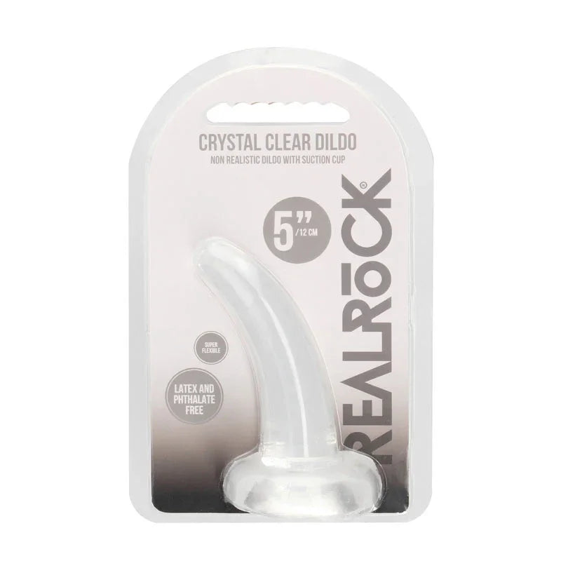 REALROCK Non Realistic Dildo With Suction Cup - 11.5 cm - Clear 11.5 cm Curved Pegging Dong
