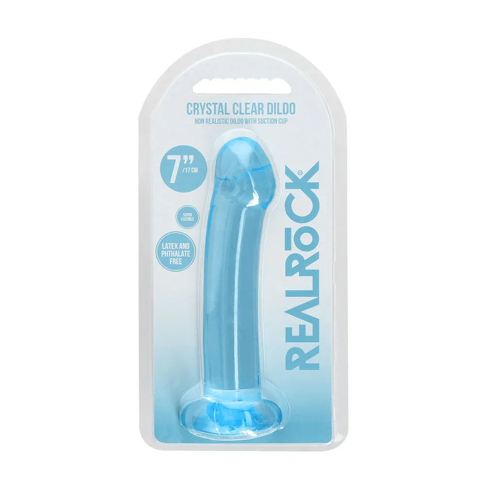 REALROCK Non Realistic Dildo With Suction Cup - 17 cm - Blue - Blue 17 cm Dong