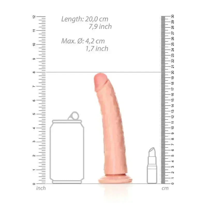 REALROCK Realistic Slim Dildo with Suction Cup - 18cm - 18 cm (7'') Dong - Take A Peek