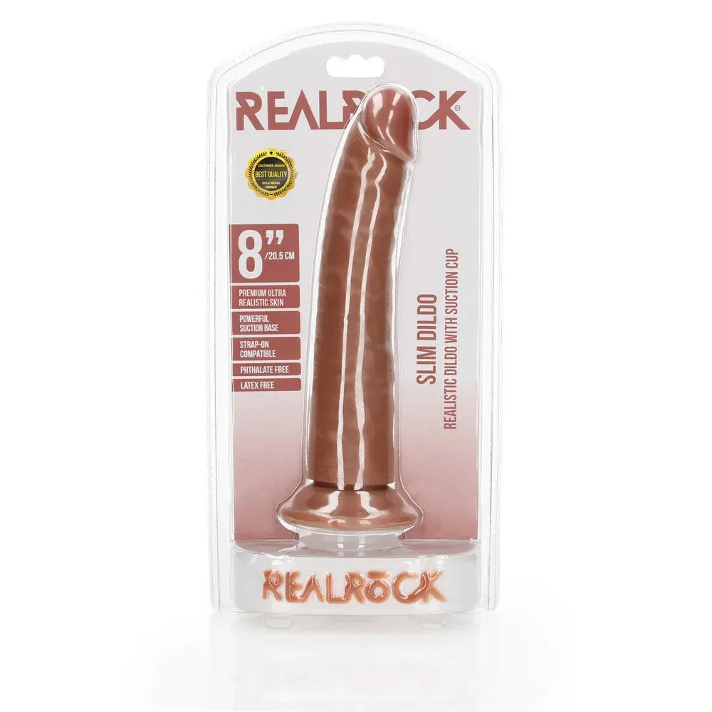 REALROCK Realistic Slim Dildo with Suction Cup - 20.5cm - Take A Peek