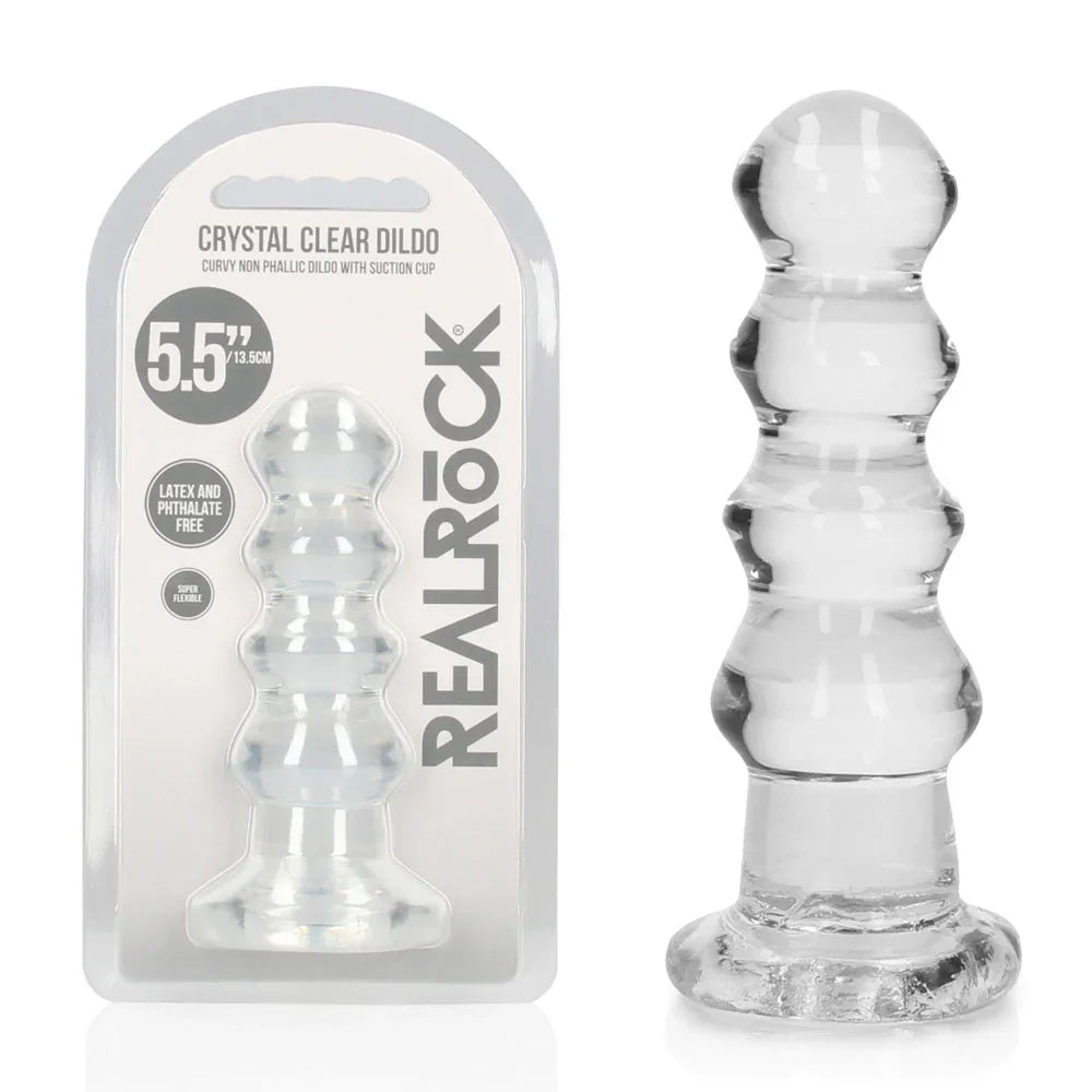 REALROCK 14 cm Curvy Anal Plug - Transparent - Clear 14 cm (4.5'') Butt Plug