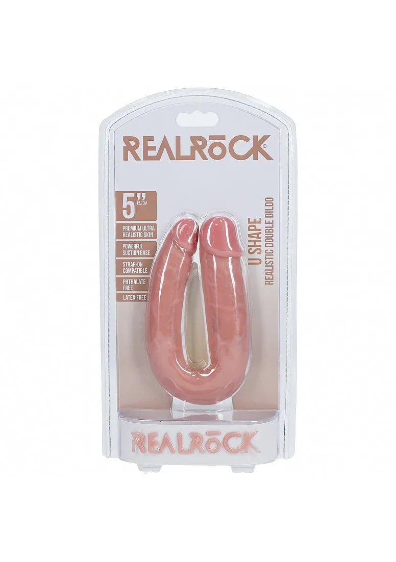 RealRock- U Shaped Double Dildo 5" - Take A Peek