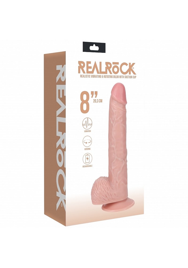 RealRock- 8 " Vibrating and Rotating Cock With Balls - Regular Straigh...-REA192FLE