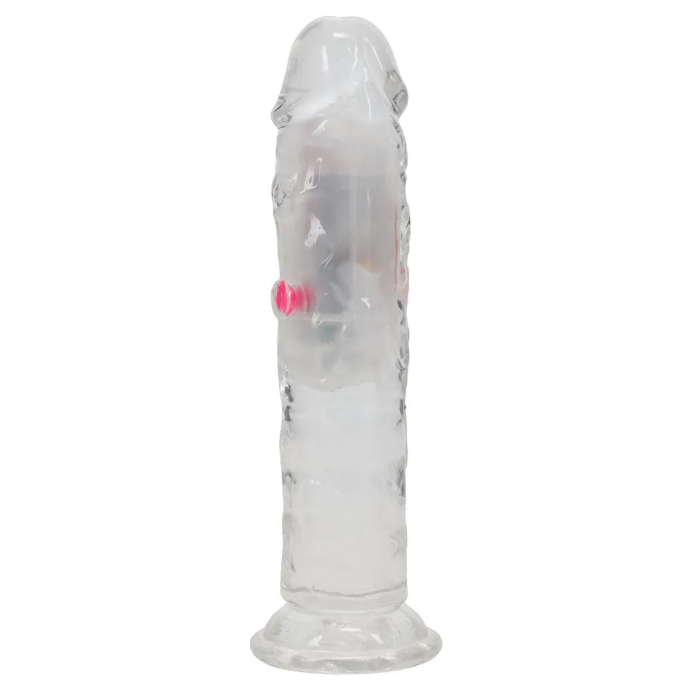 REALROCK 6'' No Balls Wireless Rechargeable LED Vibrating Dong - Clear with LED 16.5 cm USB Rechargeable Vibrating Dong with Remote - Take A Peek