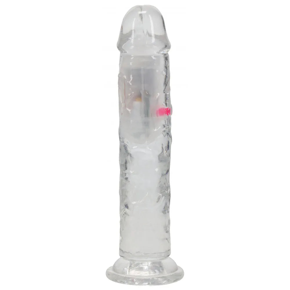 REALROCK 7'' No Balls Wireless Rechargeable LED Vibrating Dong - Clear with LED 20 cm USB Rechargeable Vibrating Dong with Remote - Take A Peek