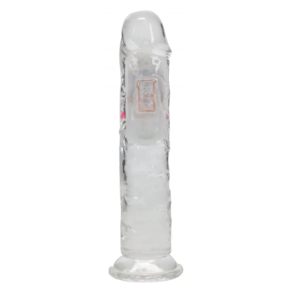 REALROCK 7'' No Balls Wireless Rechargeable LED Vibrating Dong - Clear with LED 20 cm USB Rechargeable Vibrating Dong with Remote - Take A Peek