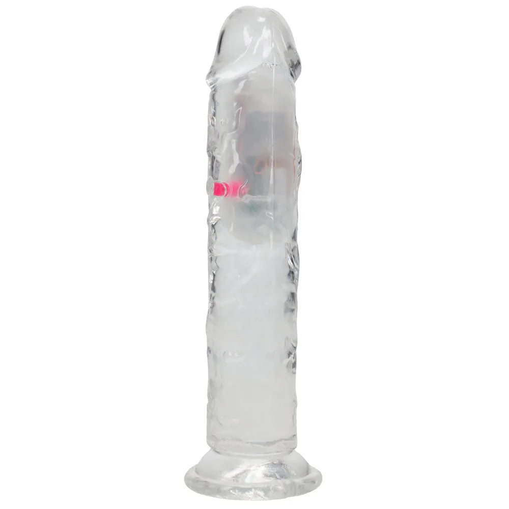 REALROCK 7'' No Balls Wireless Rechargeable LED Vibrating Dong - Clear with LED 20 cm USB Rechargeable Vibrating Dong with Remote - Take A Peek