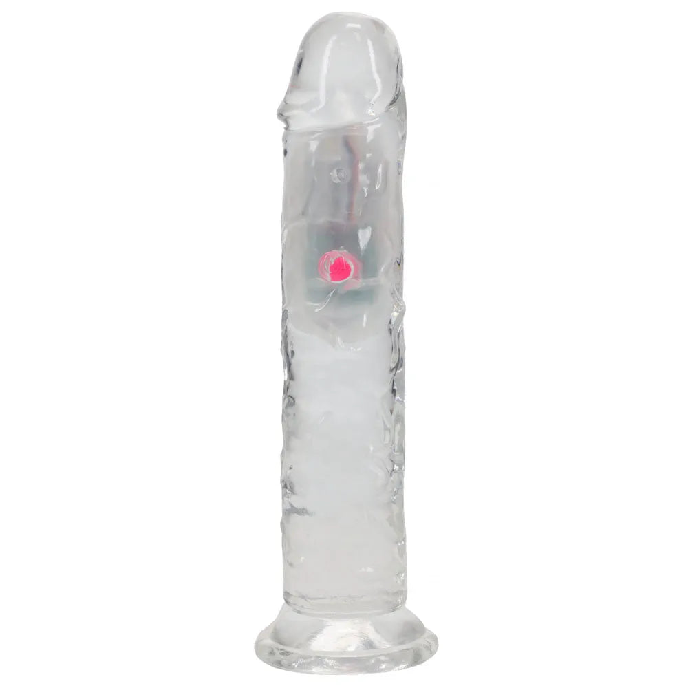 REALROCK 7'' No Balls Wireless Rechargeable LED Vibrating Dong - Clear with LED 20 cm USB Rechargeable Vibrating Dong with Remote - Take A Peek