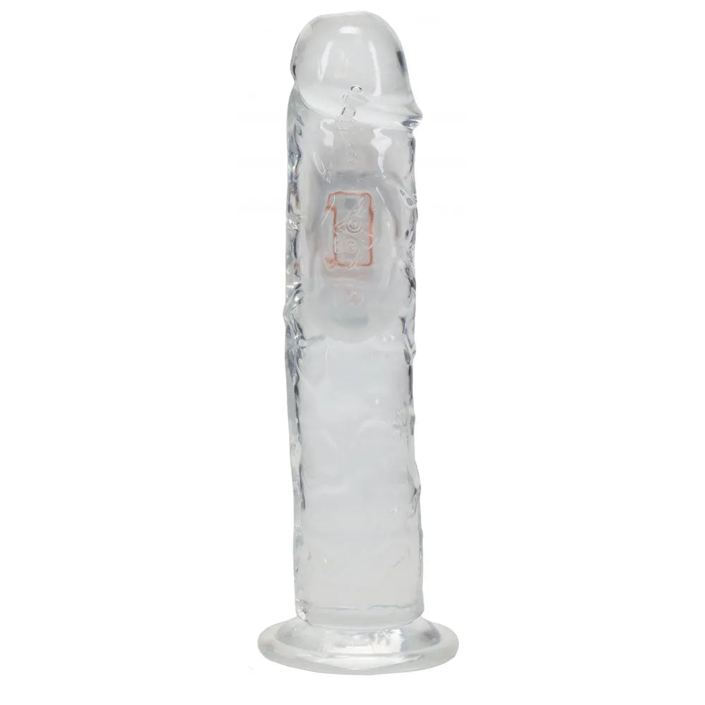 REALROCK 8'' No Balls Wireless Rechargeable LED Vibrating Dong - Clear with LED 22 cm USB Rechargeable Vibrating Dong with Remote - Take A Peek