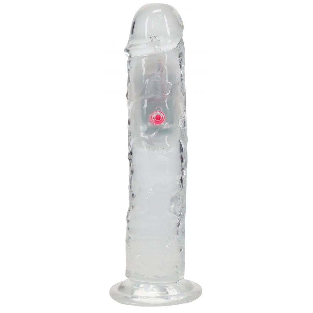REALROCK 8'' No Balls Wireless Rechargeable LED Vibrating Dong - Clear with LED 22 cm USB Rechargeable Vibrating Dong with Remote - Take A Peek