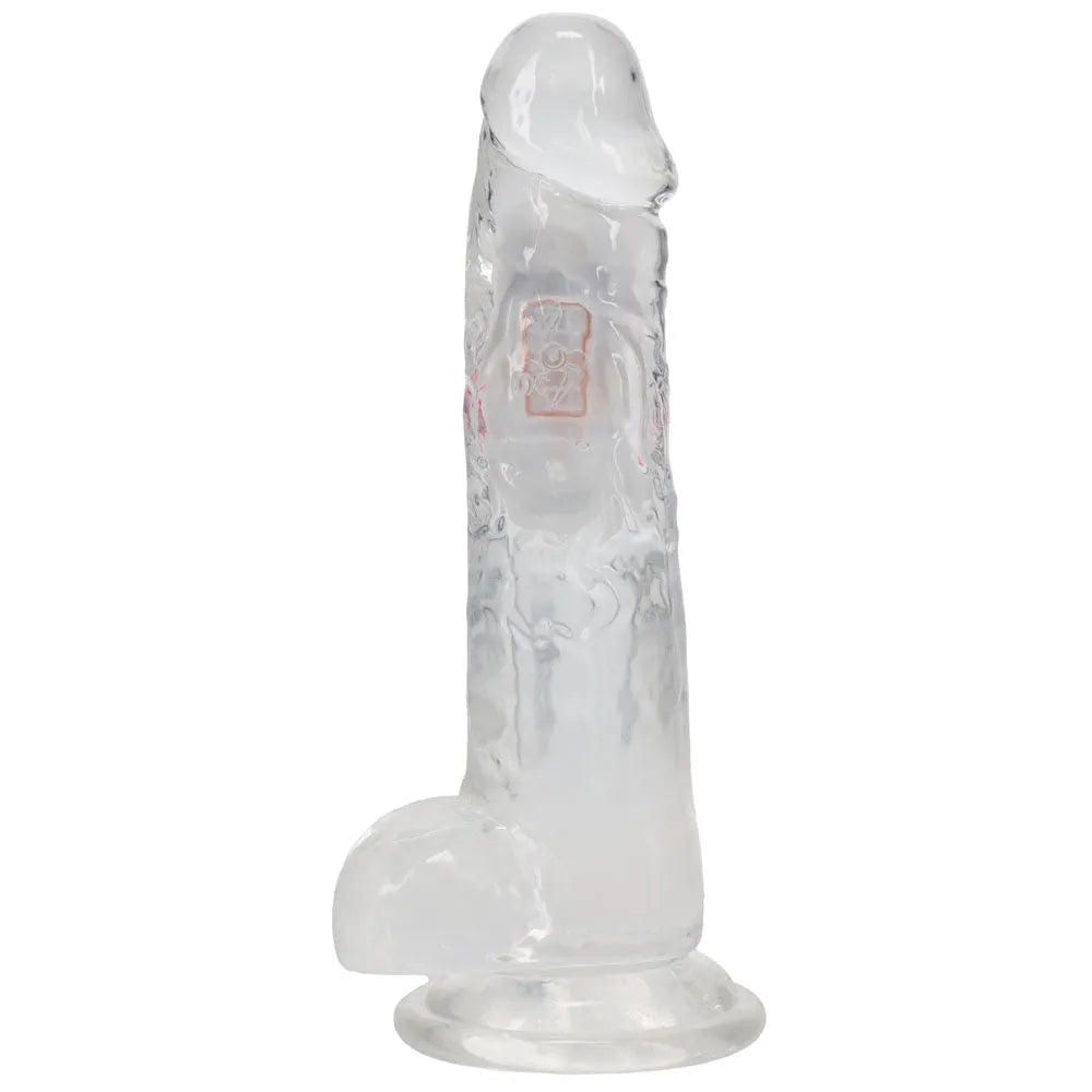 REALROCK 8'' with Balls Wireless Rechargeable LED Vibrating Dong - Clear with LED 22.5 cm USB Rechargeable Vibrating Dong with Remote - Take A Peek