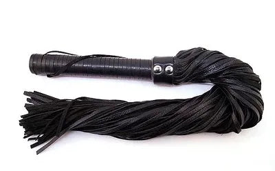 Black Leather Flogger with Leather Handle - Take A Peek
