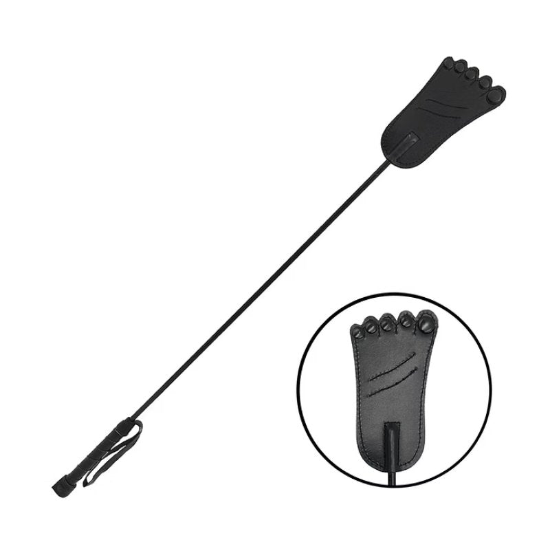 Rouge Leather Foot Riding Crop Black-RFRC1187BK