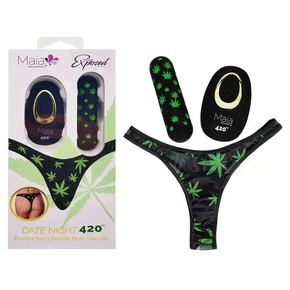 Maia DATE NIGHT 420 PANTY VIBE - S/M - S/M 420 Panty with USB Rechargeable Bullet & Remote - Take A Peek