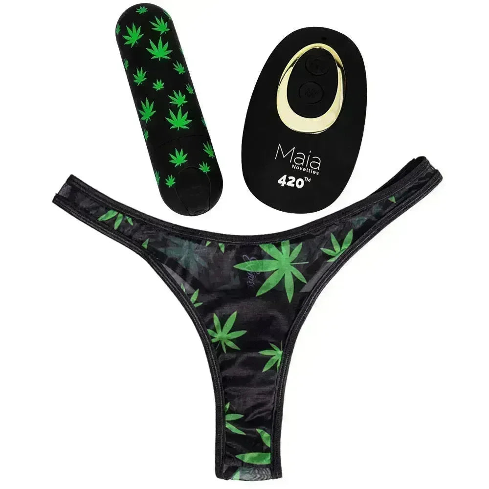 Maia DATE NIGHT 420 PANTY VIBE - S/M - S/M 420 Panty with USB Rechargeable Bullet & Remote - Take A Peek