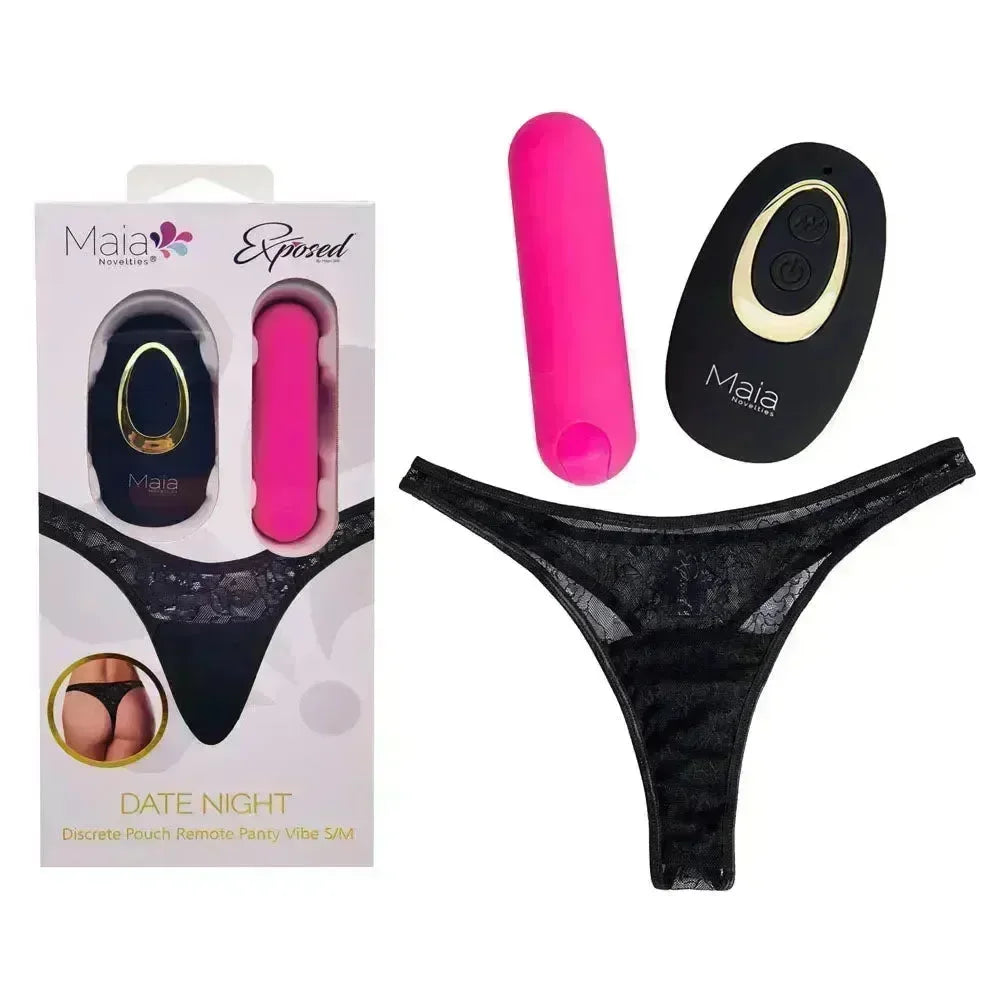 Maia DATE NIGHT PANTY VIBE - L/XL - L/XL Panty with Pink USB Rechargeable Bullet & Remote - Take A Peek