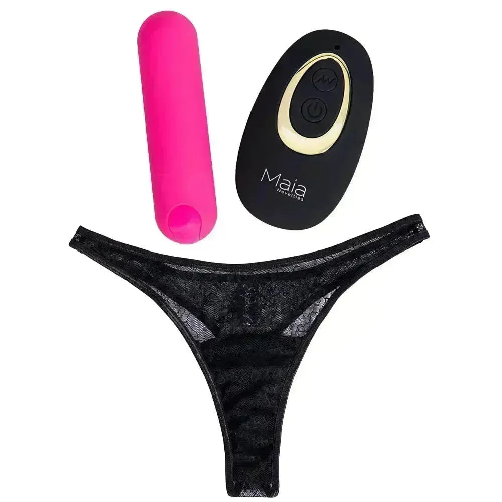 Maia DATE NIGHT PANTY VIBE - S/M - S/M Panty with Pink USB Rechargeable Bullet & Remote - Take A Peek