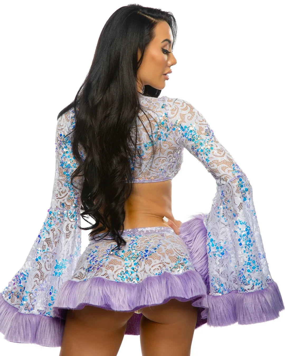 JR175 - Sequin Faux Fur Trimmed Skirt - Take A Peek