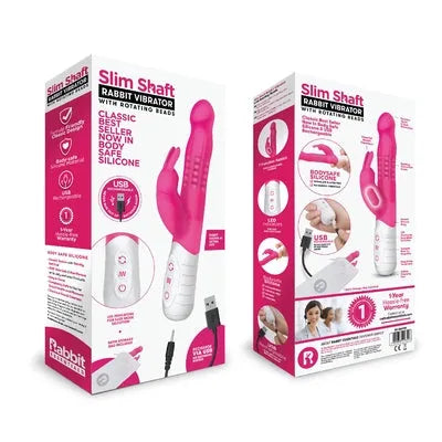 Rabbit Essentials Rechargeable Slim Shaft Rabbit - Hot Pink - Take A Peek