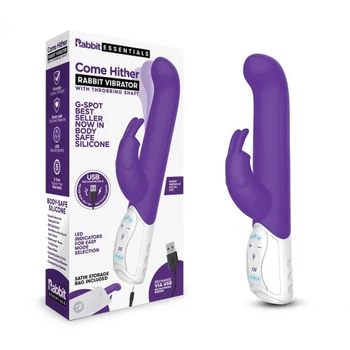Rabbit Essentials Rechargeable come hither G-Spot Rabbit - Purple - Take A Peek