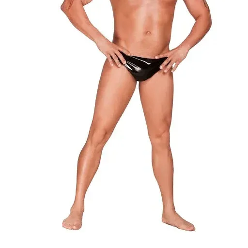Saxenfelt Latex Mens Brief with Anal Plug - Black Medium - Take A Peek