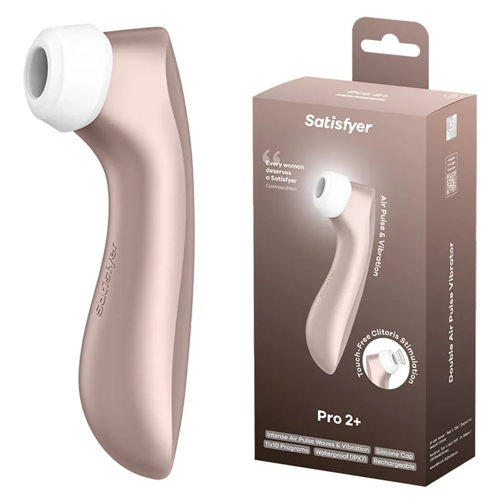 Satisfyer Pro 2+ Rose Gold - Rose Gold Touch-Free USB-C Rechargeable Clitoral Stimulator with Vibration