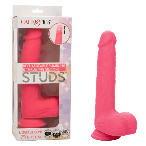 Rechargeable Rumbling & Thrusting Silicone Studs® pink 7"/17.75cm - Take A Peek