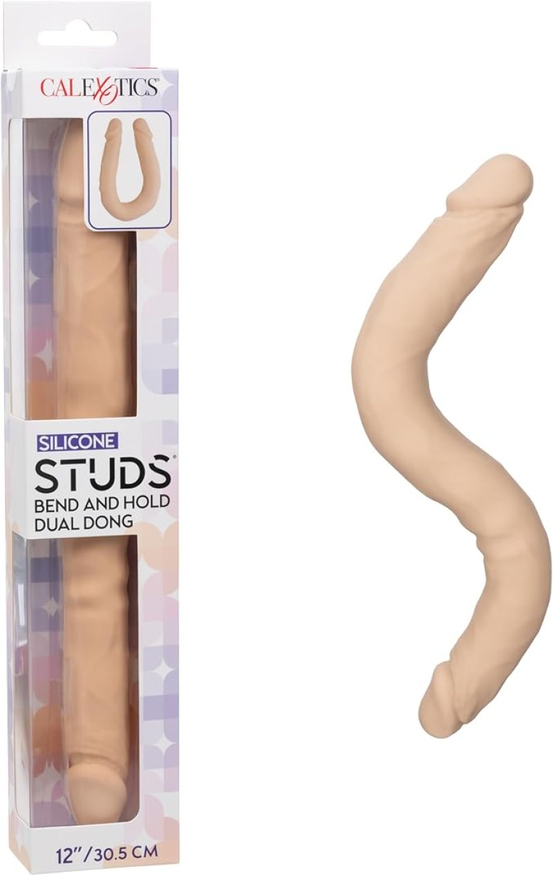 Silicone Studs� Bend and Hold Dual Dong 12"/30.5 cm - Ivory-SE-0256-05-3
