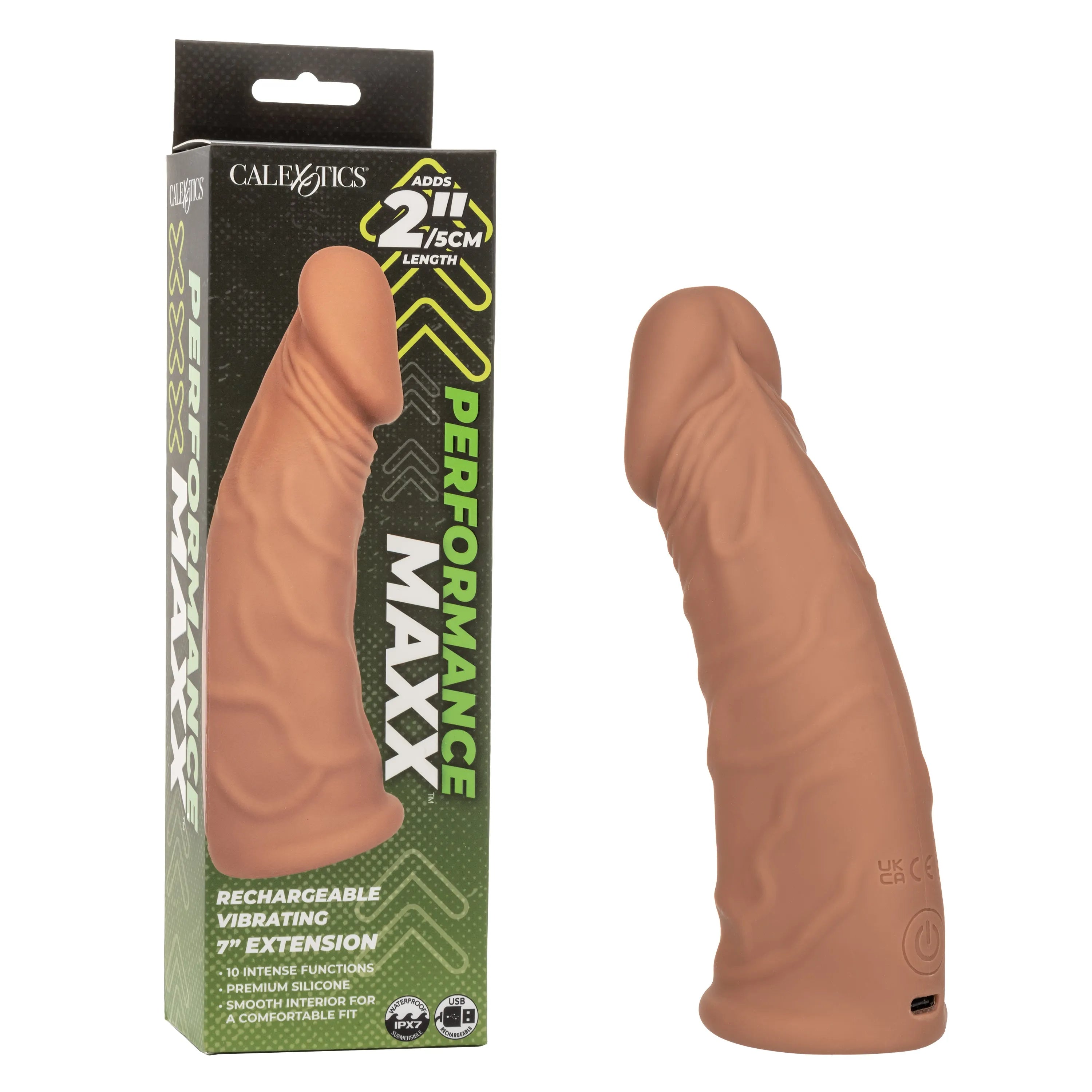 PERFORMANCE MAXX 7" RECHARGEABLE VIBRATING EXTENSION -BROWN - Take A Peek