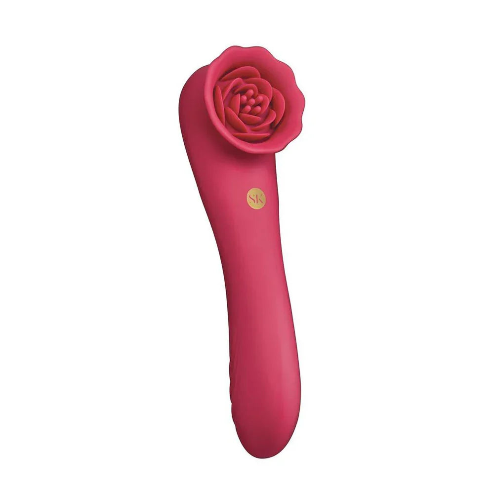Secret Kisses ROSEGASM ROSE QUAKE - 18.8 cm USB Rechargeable Dual Ended Tapping Vibrator - Take A Peek