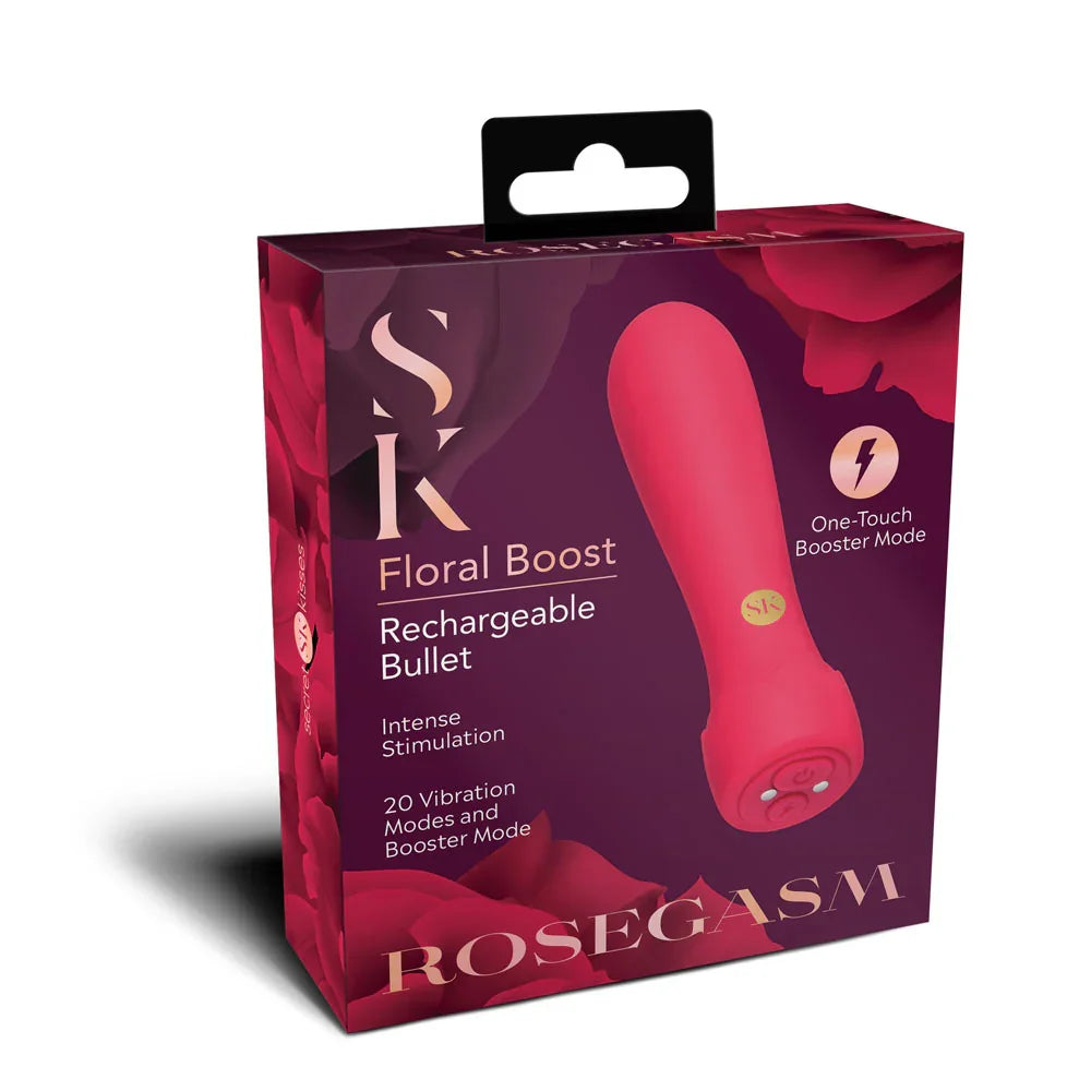 Secret Kisses ROSEGASM Floral Boost Bullet - Red 10.8 cm USB Rechargeable Bullet