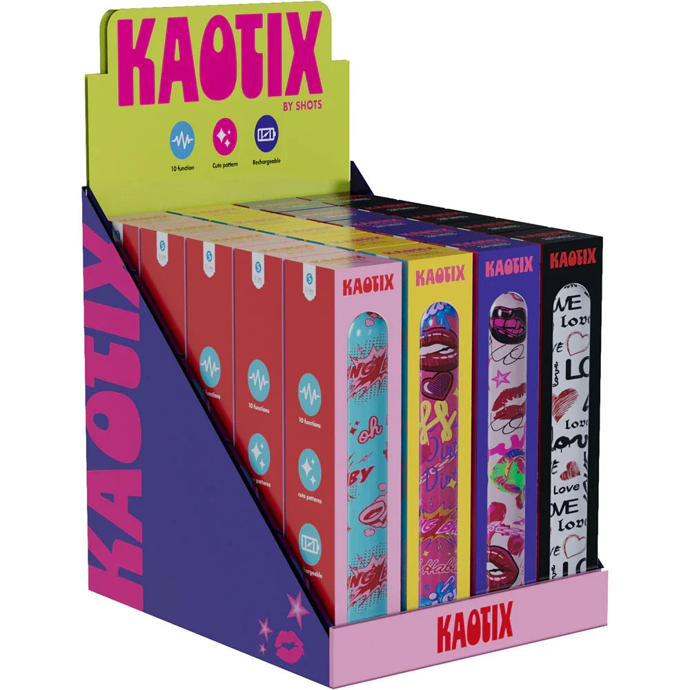 S-LINE Kaotix Display Box - USB Rechargeable Vibrators - Counter Display of 4 x 5 each - Take A Peek