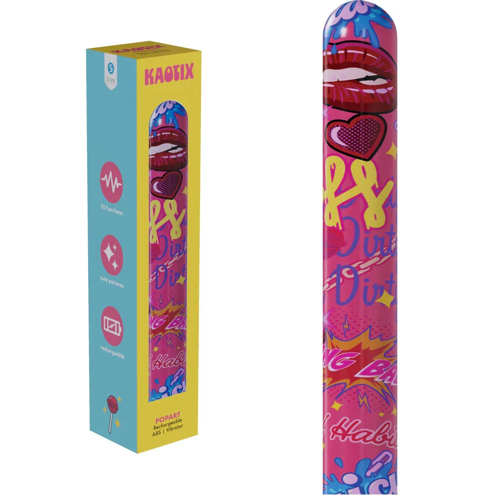 S-LINE Kaotix Pop Art - Pink 17.8 cm USB Rechargeable Vibrator