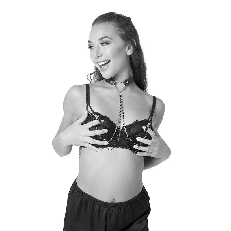 Sex & Mischief Amor Collar with Nipple Clamps - Take A Peek