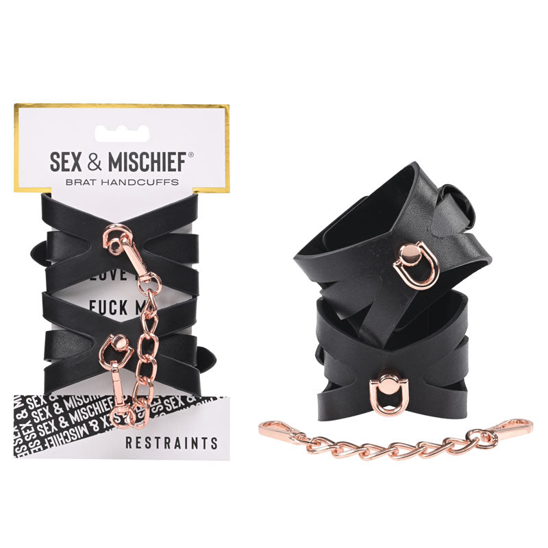 Sex & Mischief Brat Handcuffs - /Rose Gold Restraints - Take A Peek