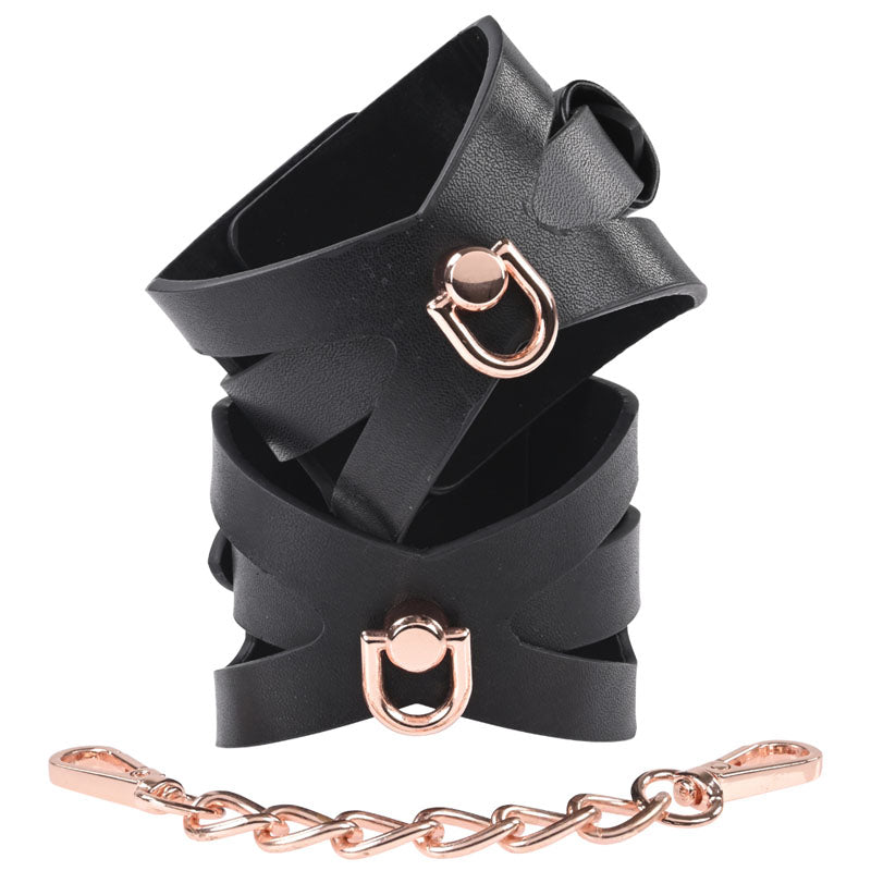Sex & Mischief Brat Handcuffs - /Rose Gold Restraints - Take A Peek