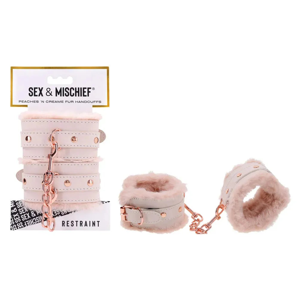 Sex & Mischief Peaches n CreaMe Fur Handcuffs - Take A Peek