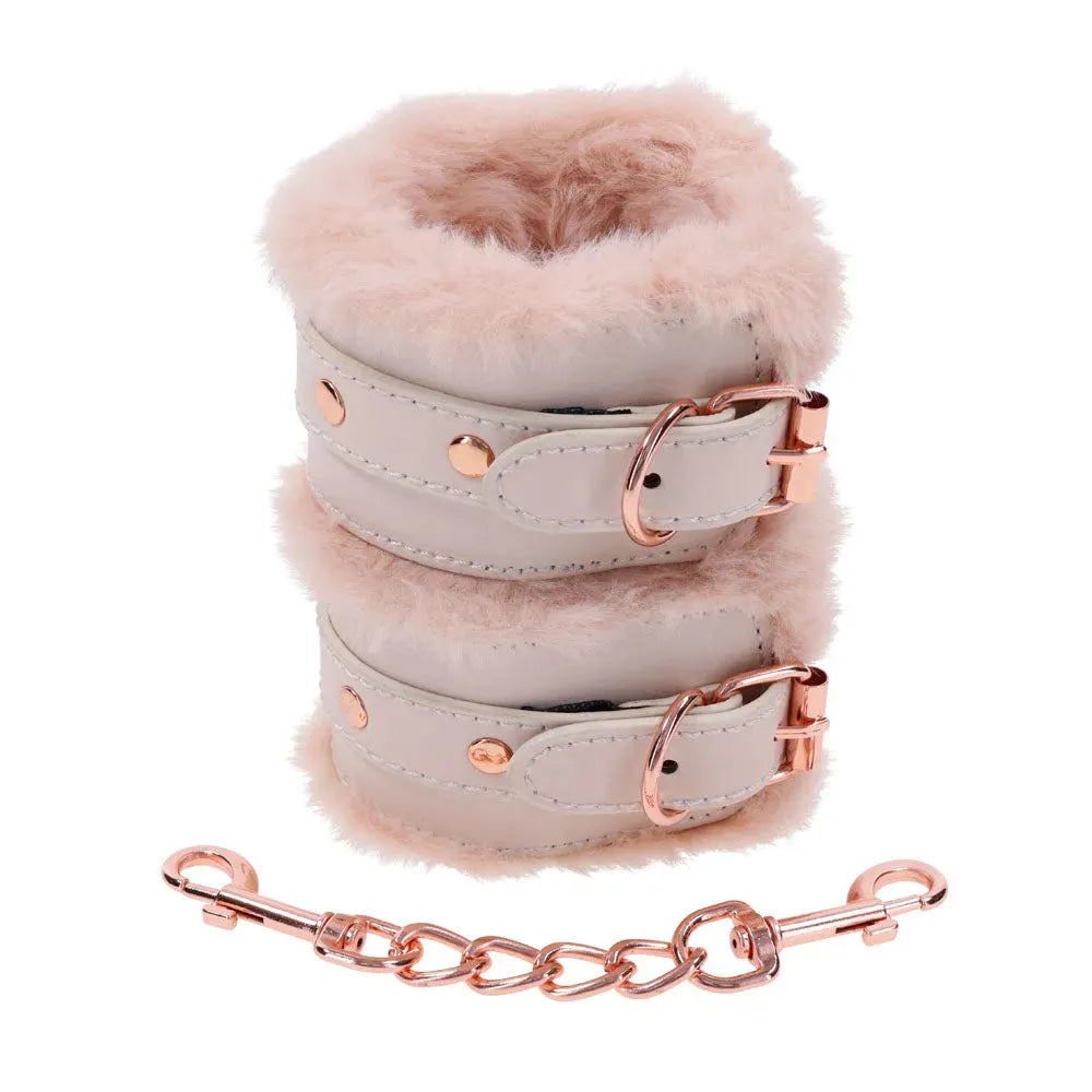 Sex & Mischief Peaches n CreaMe Fur Handcuffs - Take A Peek