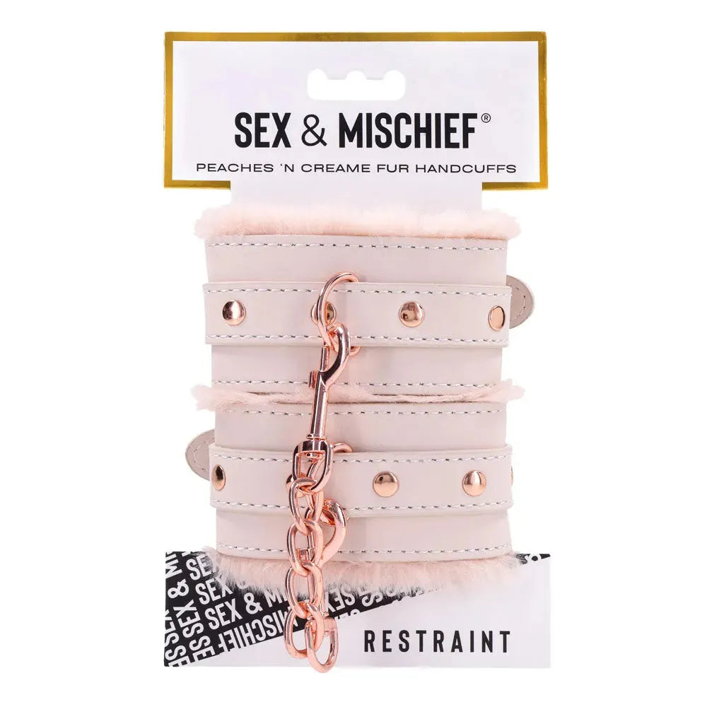 Sex & Mischief Peaches n CreaMe Fur Handcuffs - Take A Peek